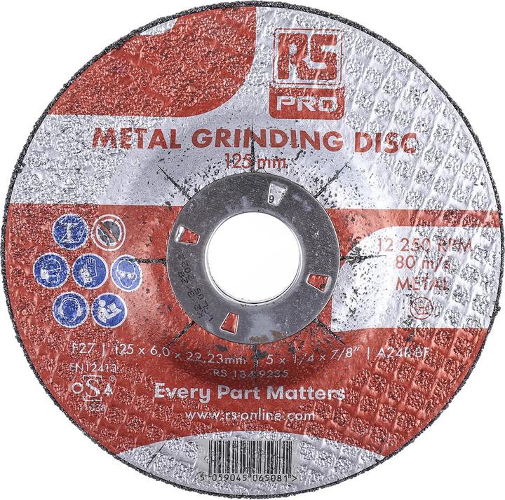 Immagine prodotto RS PRO Mola in corindone Ø 125mm / spessore 6mm, grana P180 (P180)