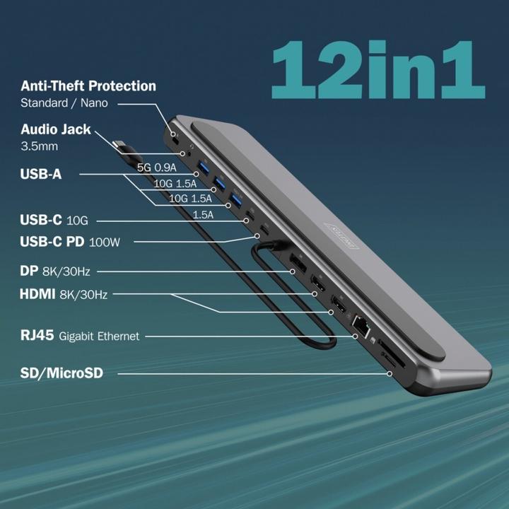 Immagine prodotto Digitus Docking station USB-C 8K, 12 porte (USB-C, 12 Porti)
