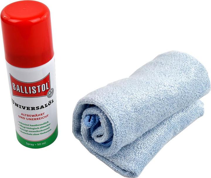 Billiardstore Spray lubrifiant Ballistol pour barres de baby-foot, chiffon microfibre inclus