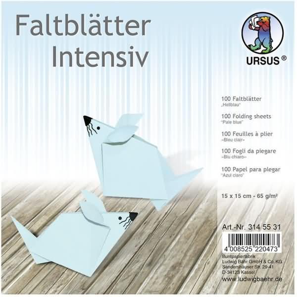 Ursus, Bastelpapier, Faltblätter Intensiv Uni 15x15cm VE=100 Blatt hellblau (65 g/m², 1 x)