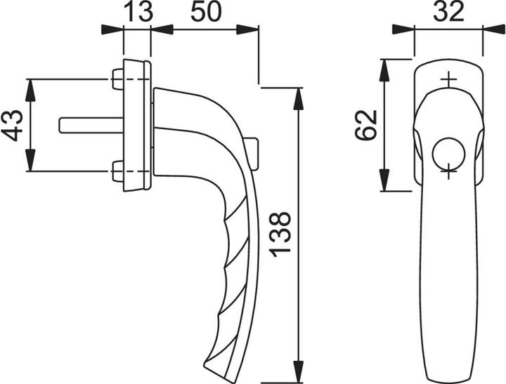 Actual product image Hoppe Window handle New York 0810SV/U10 Aluminium F9016 / traffic white 35 mm self-locking
