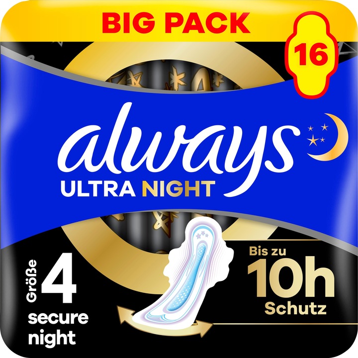 Actual product image Always Ultra pad Secure Night with wings BigPack (16 x, Sanitary pads)