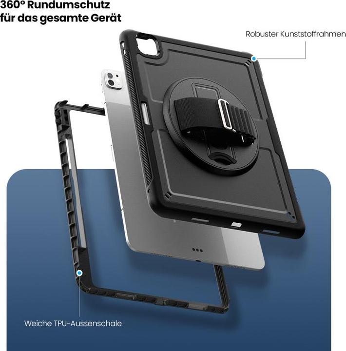 Immagine prodotto RPD iPad Pro 11” 5. Gen. (M4, 2024) - - HEX-S FE, Rugged TPU Case mit Handstrap, schwarz (iPad Pro 11 2024 (5a generazione))