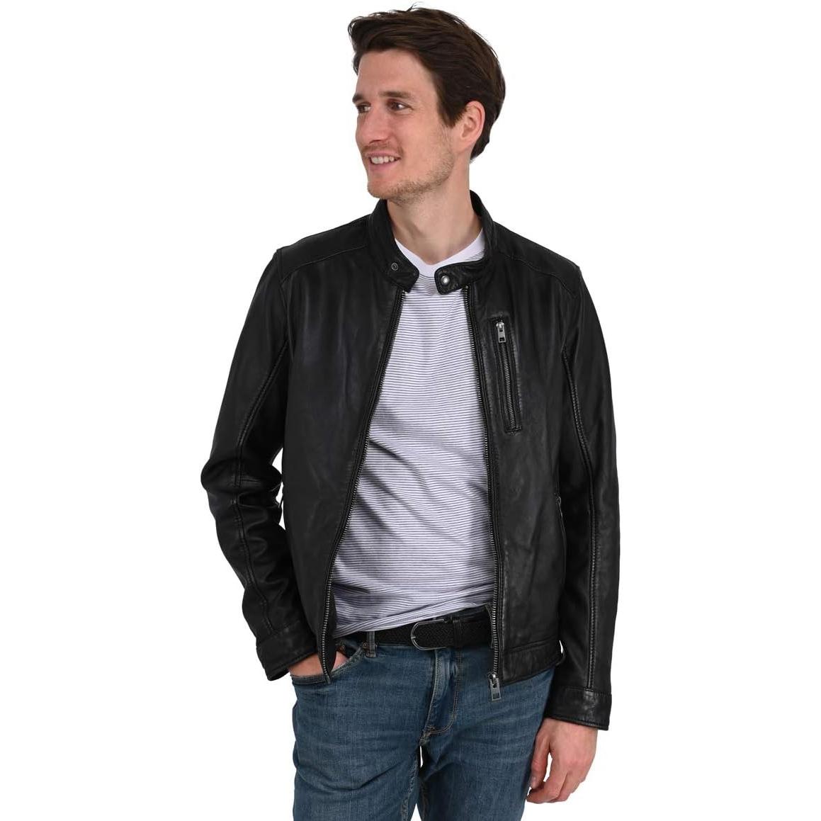 Oakwood, Uomini, Giacca leggera, Giacca in pelle per uomo, Nero, (XL)