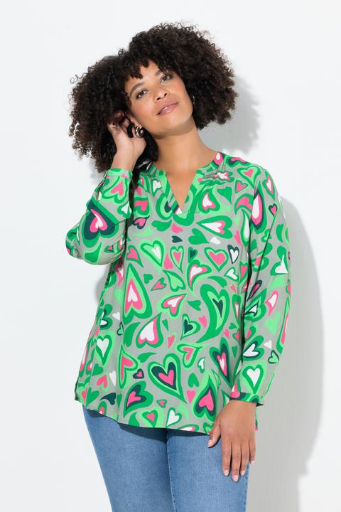 Actual product image Angel of Style Heart Pattern Tunic with Tunic Neckline and Long Sleeves (42)