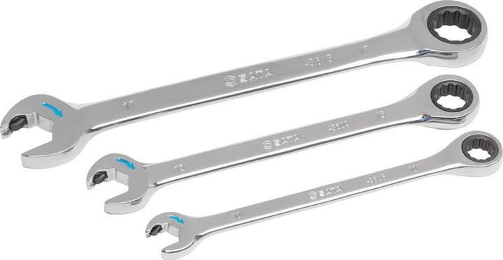 SATA KLUCZE PŁASKO-OCZKOWE Z PODWÓJNĄ GRZECHOTKĄ ZESTAW 3 szt / 10, 13, 17mm (10 mm, 17 mm, 13 mm)