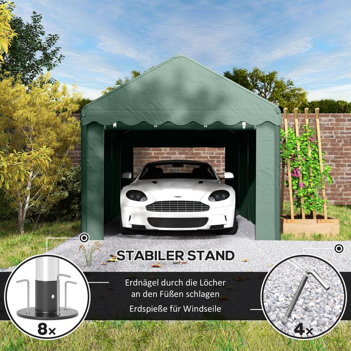 Actual product image Outsunny Carport Stahl, Polyester Grün