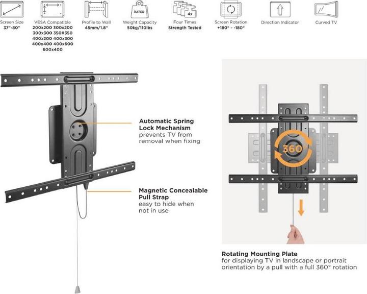 Produktbild equip Tischhalterung (Wand, 80", 50 kg)
