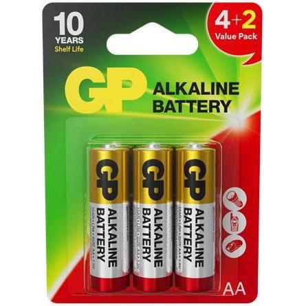 GP Batteries BATTERIES 15AR 4+2PCS (AA) (6 pz., AA / LR6 / LR06 / Mignon / R6 / R14505), Batterie + pile