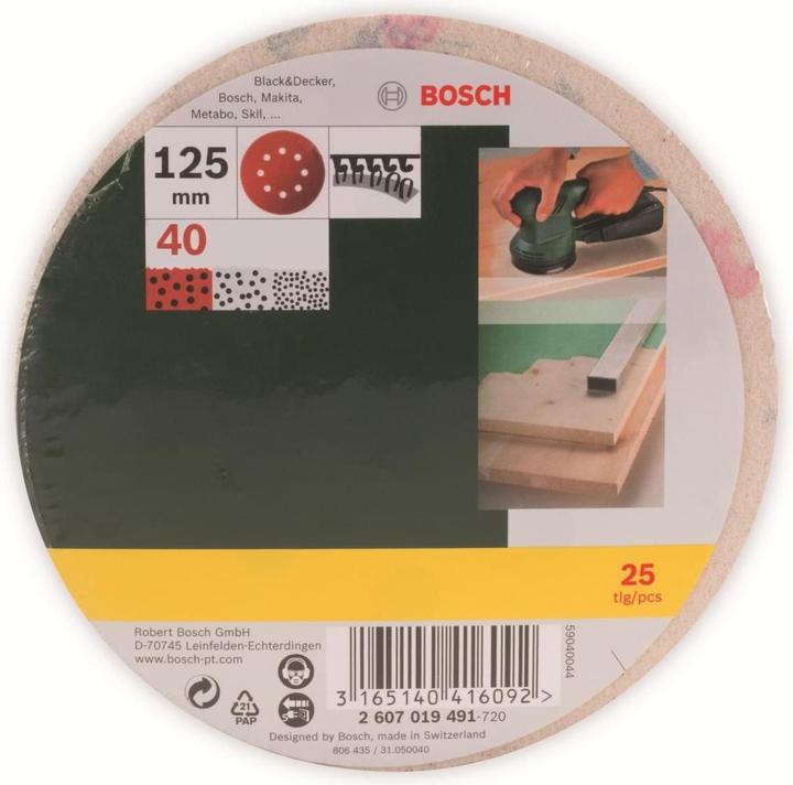Produktbild Bosch Zubehör Schleifblatt-Set für Exzenterschleifer, 25-teilig, 8 Löcher, 125 mm, 40 (40)