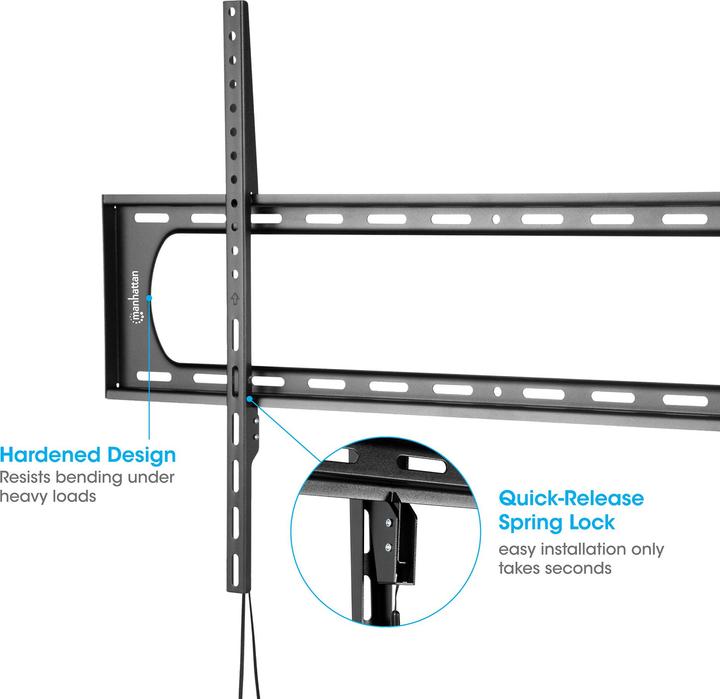 Actual product image Manhattan Ultra-flat TV wall bracket with particularly high load-bearing capacity for large screens, rigid (Wall, 120", 120 kg)