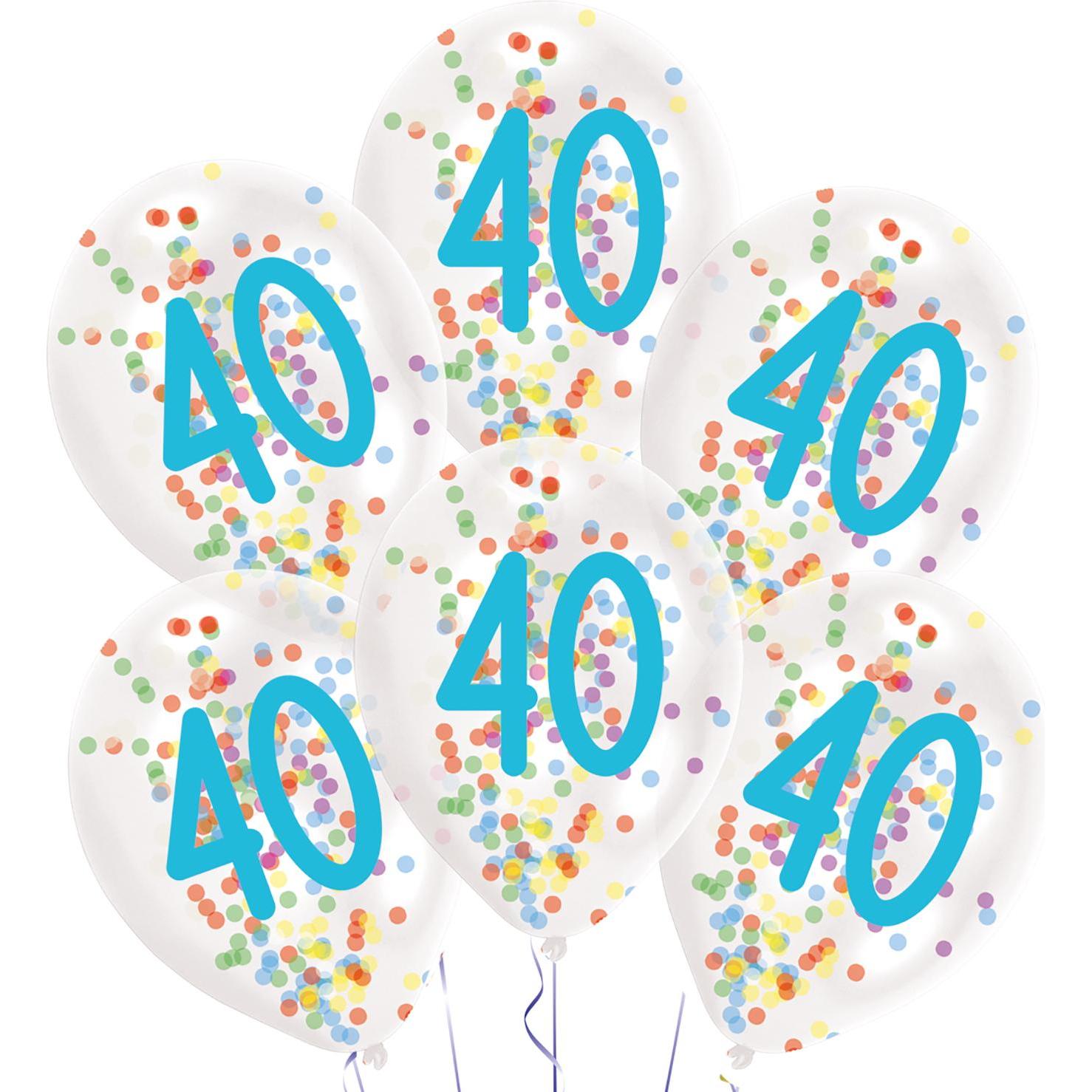 Magni Luftballons Zahl 40 Konfetti 27,5cm 6er