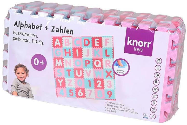 Immagine prodotto Knorrtoys Puzzlematte - "Alphabet + Zahlen" pink-rosa (180 x 180 x 1 cm)