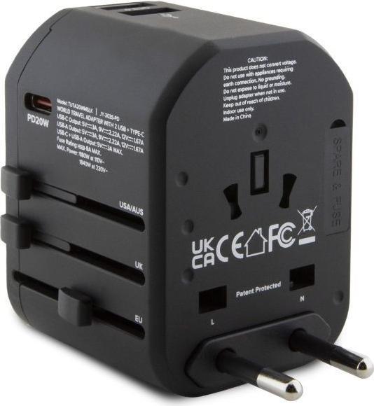 Produktbild Tumi TUTA20WMSLK travel adapter 20W USB-C / 2xUSB-A black (USB-C, 3 Ports)