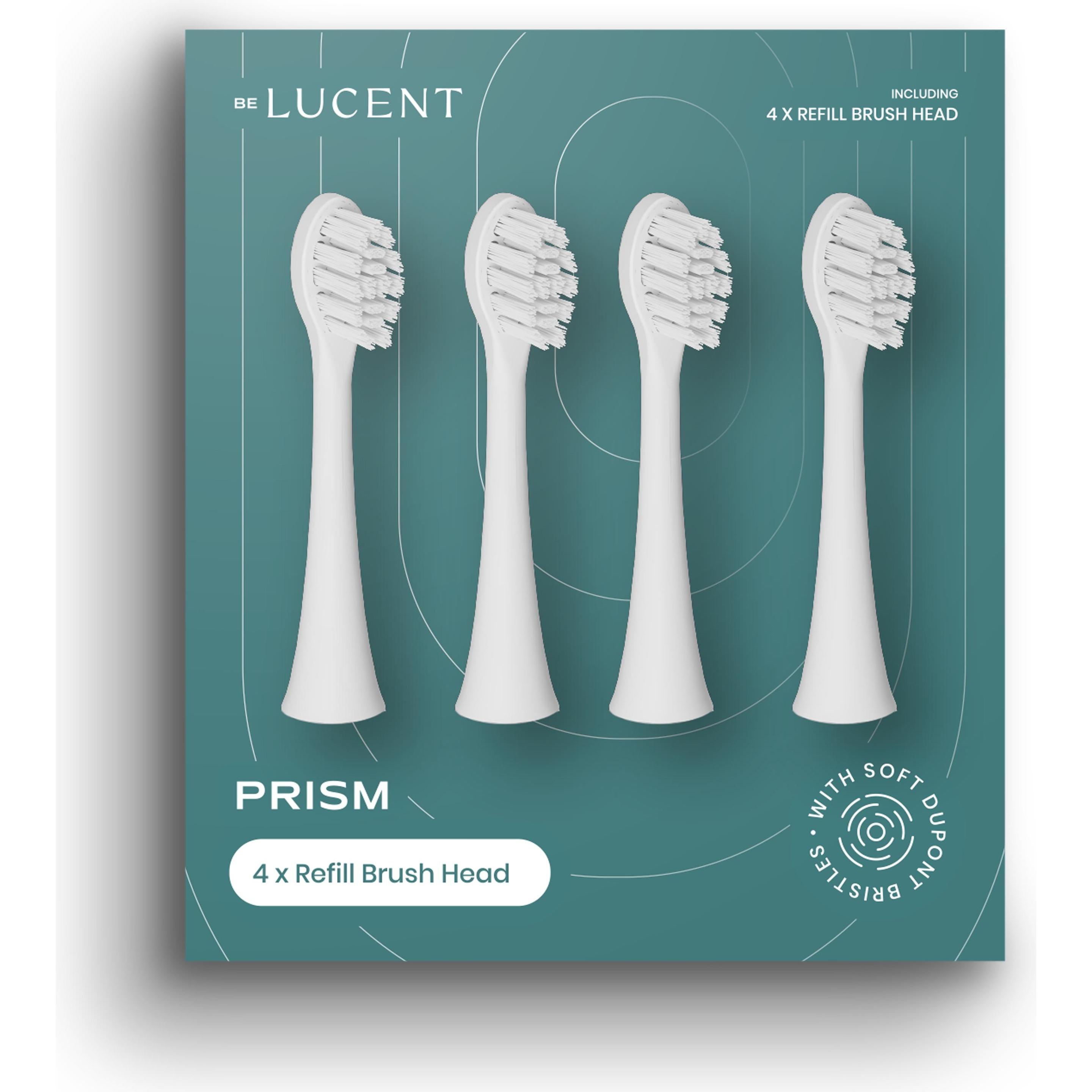 Be Lucent, Testine per spazzolino, Prism Bürstenköpfe - Ersatzbürsten (4 Stück, weiss) (4x)