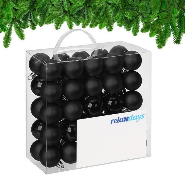 Actual product image Relaxdays - Weihnachtskugeln 50er Set, Schwarz/ Silber, 7 x 6 cm (50-part)