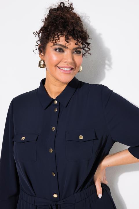 Produktbild Ulla Popken Hemdblusenkleid, Goldknöpfe, Hemdkragen, 3/4-Arm (54)