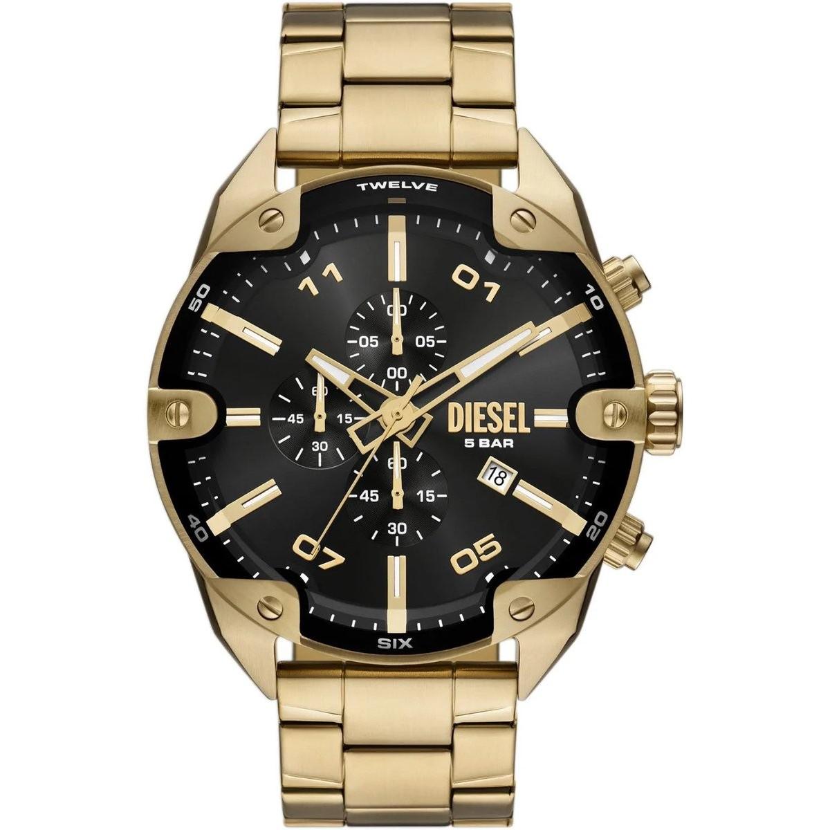 Diesel, Armbanduhr, Chronograph SPIKED, Schwarz, Gold, (Analoguhr, Chronograph, 49 mm)