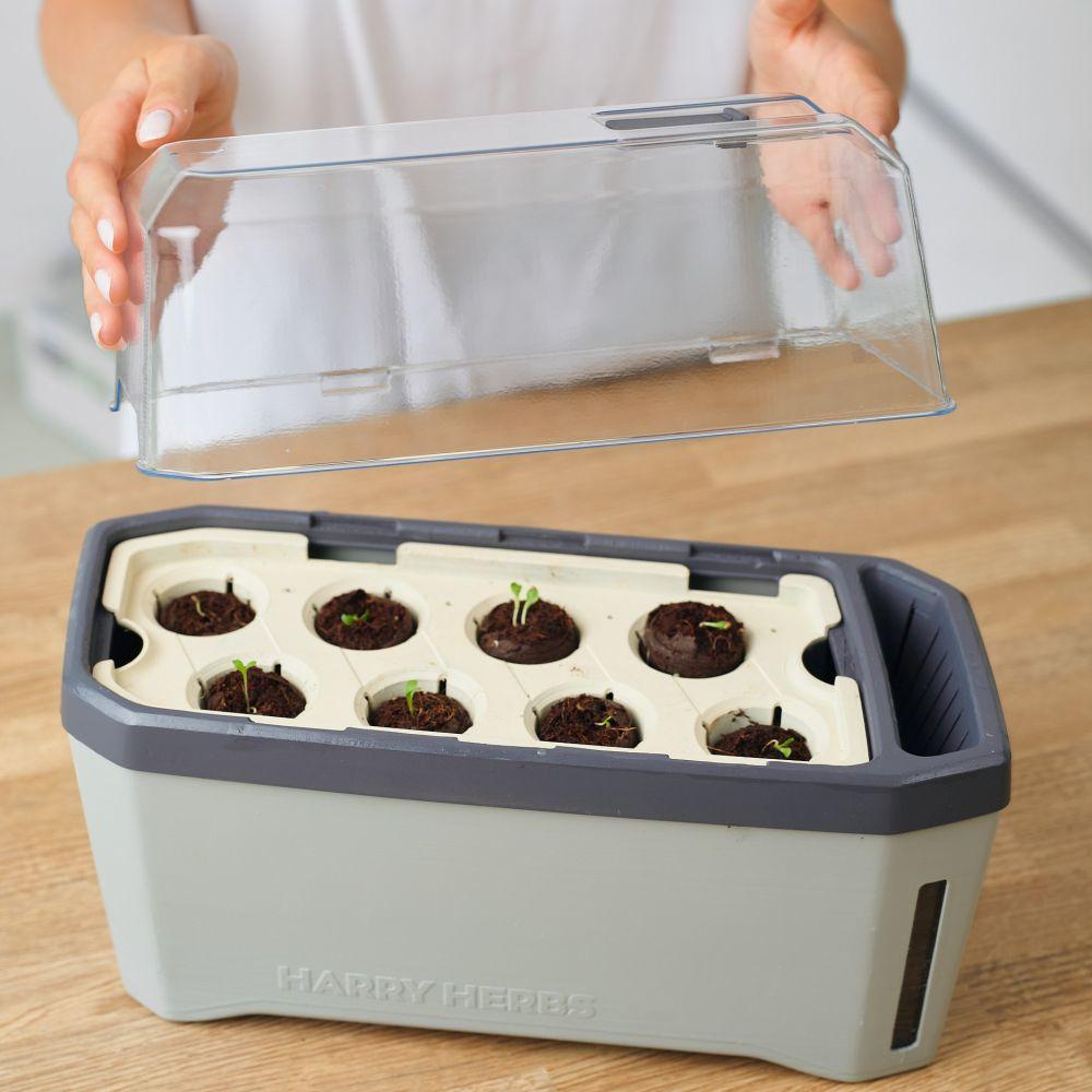 Thumbnail - Gusta Garden, Blumentopf, Kräutertopf HARRY HERBS mit Haube, Dunkelgrün (35.80 cm)