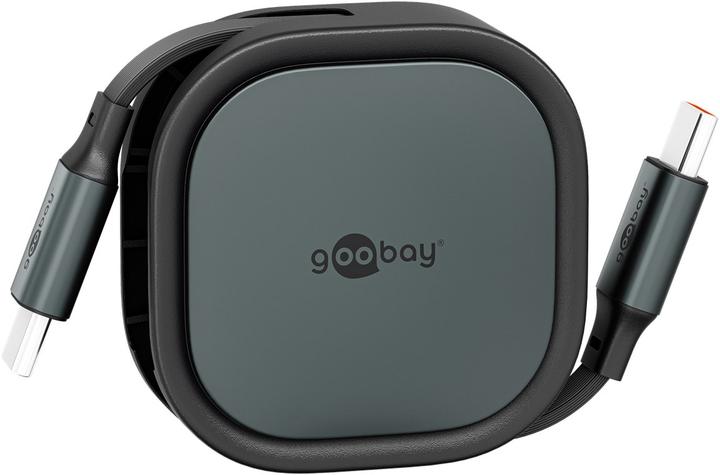 Produktbild Goobay Selbstaufrollendes USB-C-Kabel, 1 m, schwarzsilber (1 m, USB 2.0, 15 W)