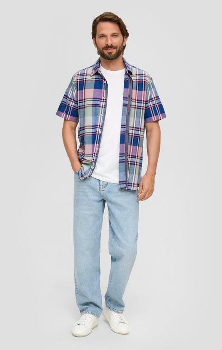 Produktbild S.Oliver Hemd Kariertes Kurzarmhemd aus Leinenmix (M)