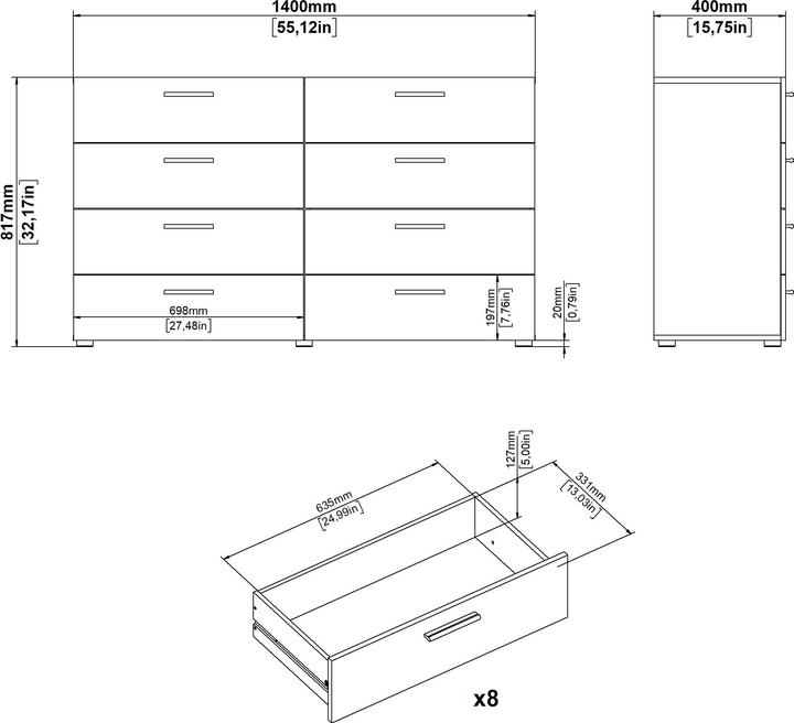 Produktbild Tvilum Kommode Pepe (140 x 40 x 81.70 cm)