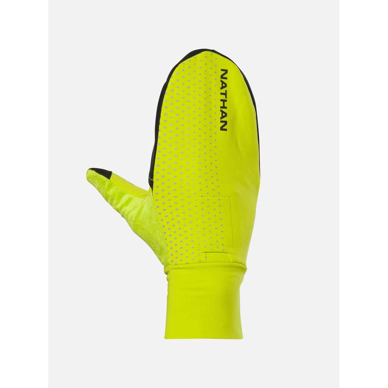Thumbnail - Nathan, Herren, Handschuhe, Hyper Night Reflective Convertible Mitt Glove Laufhandschuhe, Gelb, (M)