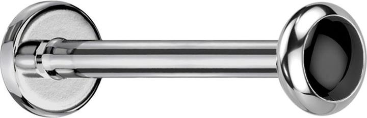 Immagine prodotto Star Piercing Micro Threadless Labret disco d'argento con pietra onice nera arrotondata (Mnerale, senza ottone, Titanio)