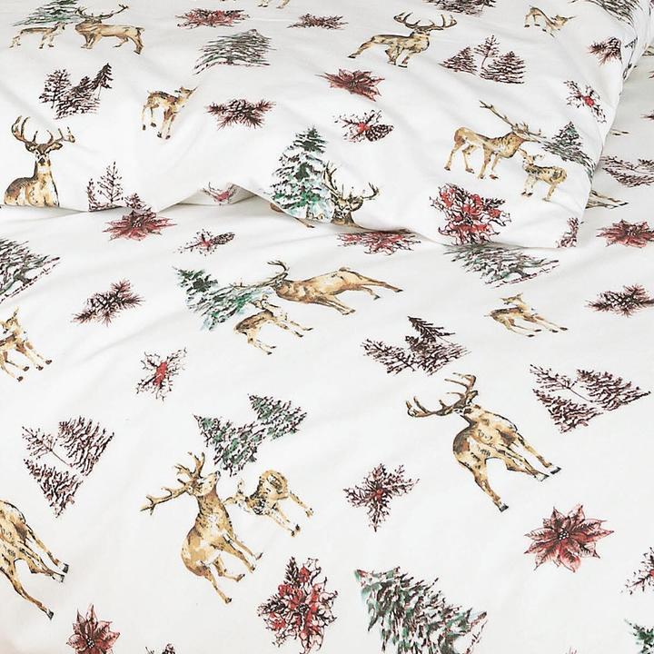 Produktbild Janine Feinbiber Bettwäsche Davos 65150 naturell rot grün (Bettwäsche Set, 160x210 cm + 65x100 cm)