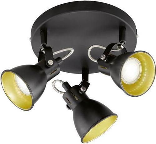 Actual product image FHL easy FHL Bobby LED ceiling light triple GU10 4W warm white metal shade black inside gold coloured black (GU10)