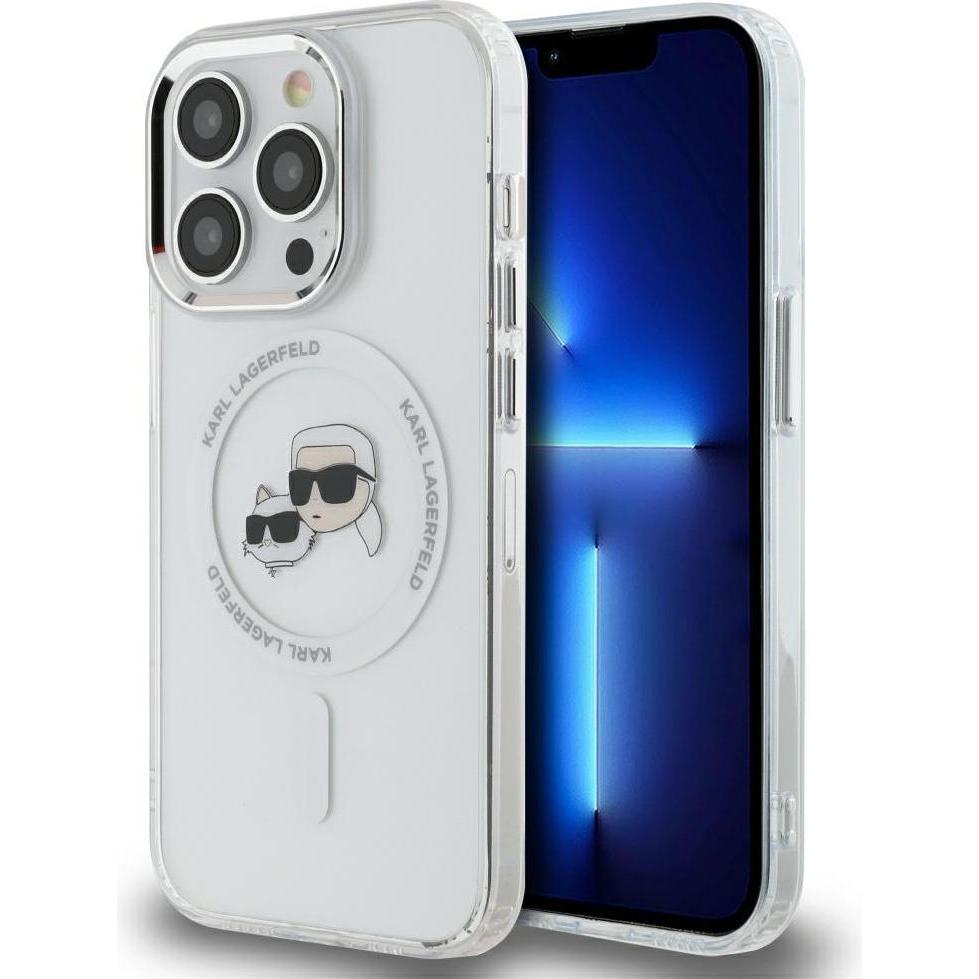 Karl Lagerfeld IML K&CH Heads Metal Frame MagSafe Case for iPhone 14 Pro Transparent (Apple iPhone 14 Pro), Smartphone H...