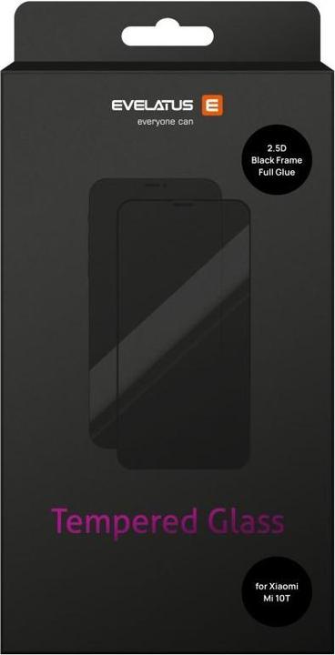 Actual product image Evelatus Mi 10T 2.5D Black Frame (Full Glue) (1 Piece, Mi 10T)
