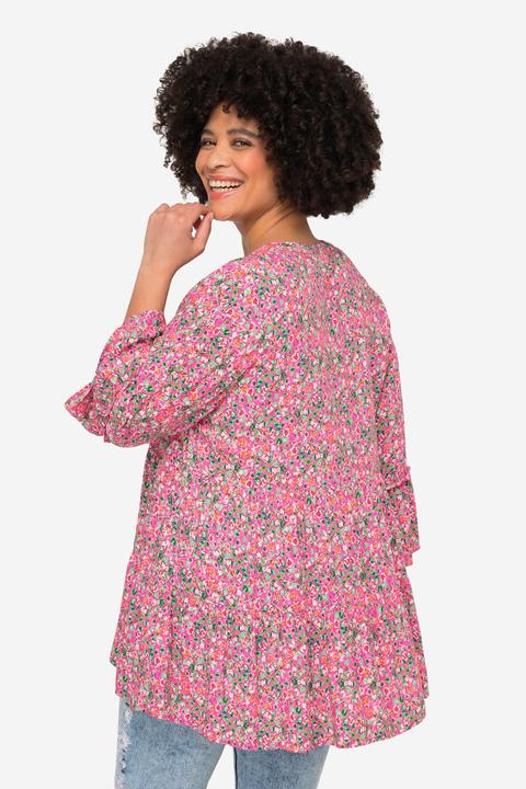 Actual product image Angel of Style All-Over Print 3/4-Sleeve Tunic Blouse with Tunic Neckline (50)
