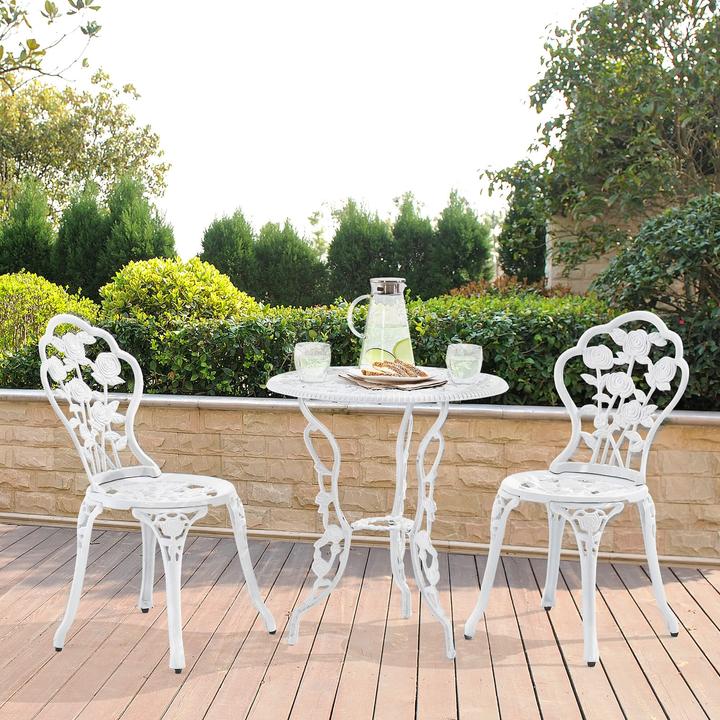 Actual product image Casa.Pro Garden furniture set Wakefield table round with 2 chairs cast iron white (59 cm)