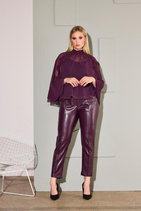 Produktbild Ulla Popken 7/8-Hose, Lederoptik, Biesen, Elastikbund (54)