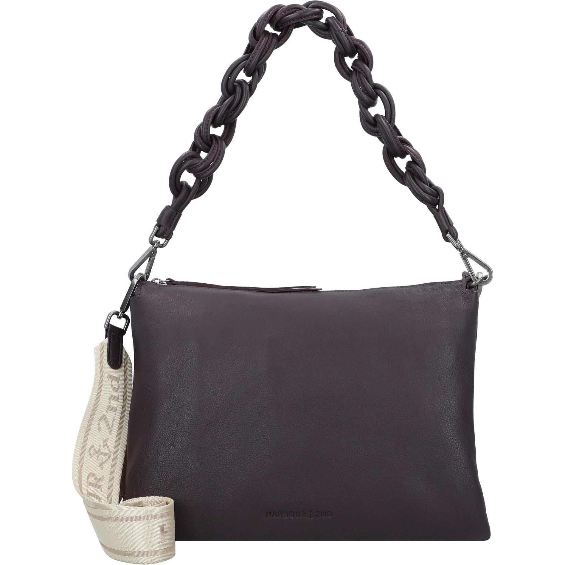Harbour 2nd, Handtasche, Just Pure Schultertasche Leder 35 cm, Violett