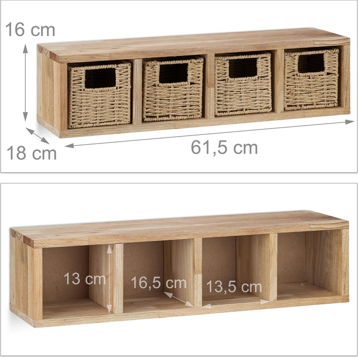 Actual product image Relaxdays Wall shelf (61.5 x 18 x 16 cm)
