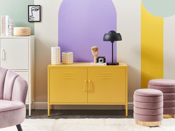 Image du produit Beliani Buffet jaune 2 portes URIA (100 x 40 x 65 cm)