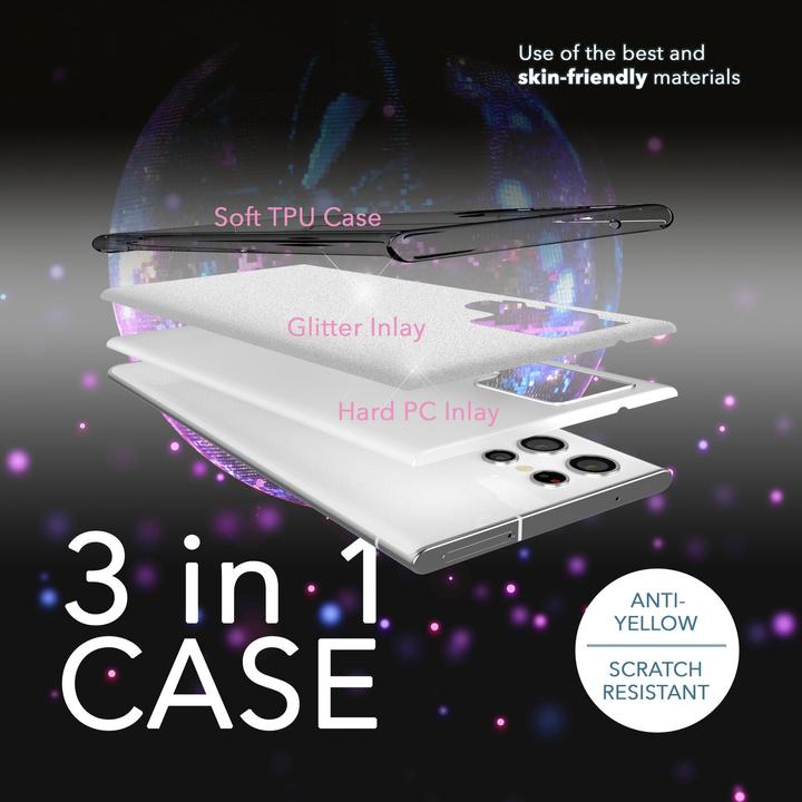 Produktbild Nalia Glitzer Silikon Hülle mit 2x Displayschutz (Samsung Galaxy S23 Ultra)