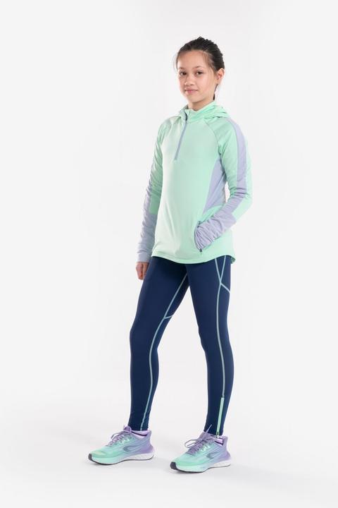Produktbild Kiprun Laufshirt langarm Kinder warm Reissverschluss - Warm+ 900 grün/grau (140)