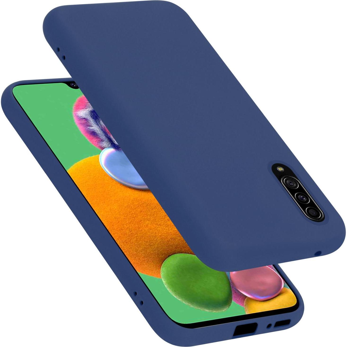 Cadorabo TPU Liquid Silicone Case Hülle für Samsung Galaxy A90 5G (Samsung Galaxy A90 5G), Smartphone Hülle, Blau