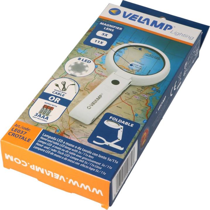Image du produit Velamp Lampe de poche ou de table à LED LE037, loupe portable à 8 LED