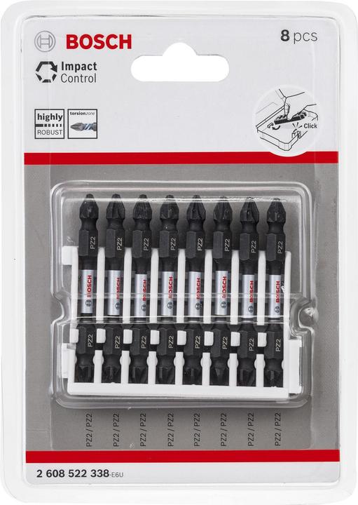 Produktbild Bosch Professional Zubehör PRO Impact Schrauberbit mit Doppelklingen und Pick and Click-Einsätzen, PZ2, 65 mm, 8-tlg. (Schraubschlitz, Sechskant (hexagonal))