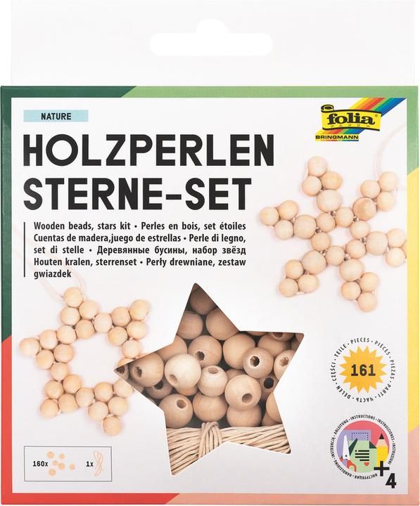 Produktbild Folia Bastelset Holzperlen Sterne Nature