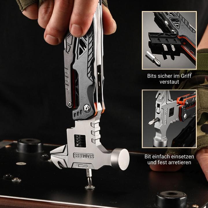 Actual product image Hermex 18in1 Multifunktionswerkzeug Multitool mit Hammer Outdoor-Werkzeug (18 Functions)
