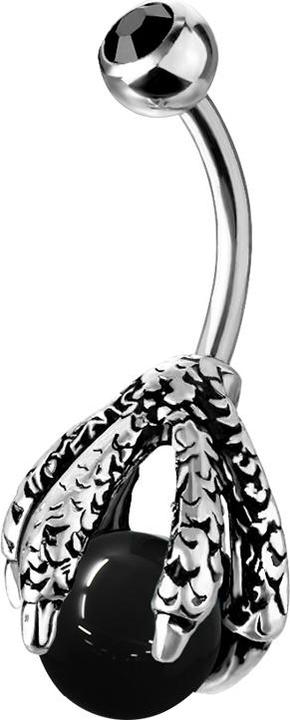 Immagine prodotto Star Piercing Artiglio di drago in argento con sfera di cristallo nera (Ottone, Acciaio chirurgico 316L)