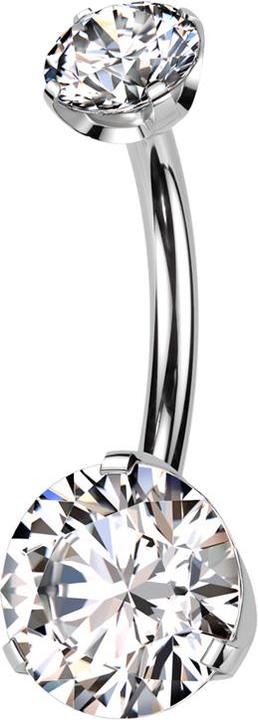 Immagine prodotto Hollywood Body Jewelry Threadless banana argento due cristalli incastonati in argento (Titanio G23)