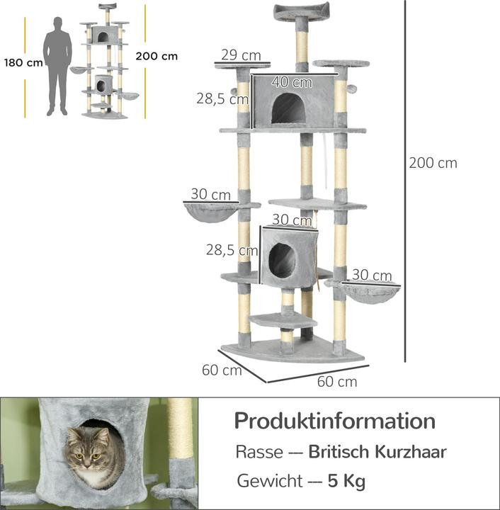 Actual product image Jamb Scratching post (200 cm, Light grey)