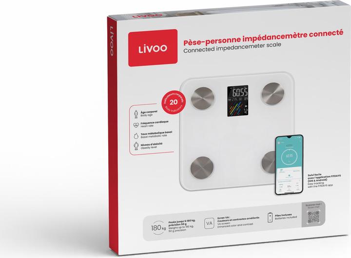 Produktbild Livoo Angeschlossene Personenwaage mit Impedanzmesser (180 kg)