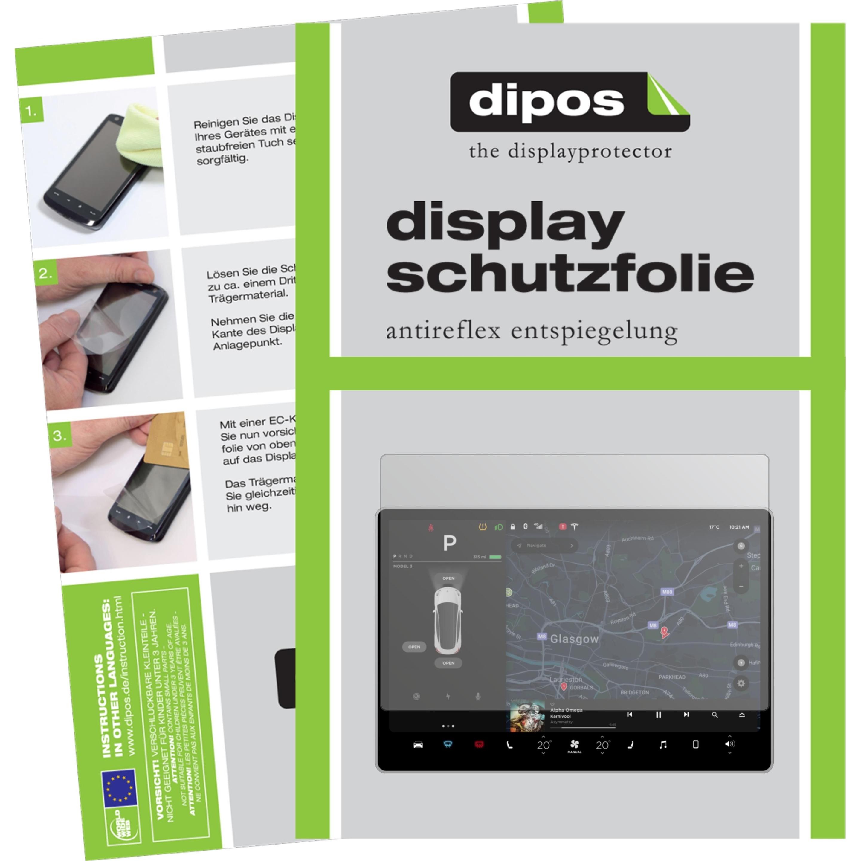 Dipos Antireflex (2 Stück, Tesla Model 3 Display), Tablet Schutzfolie